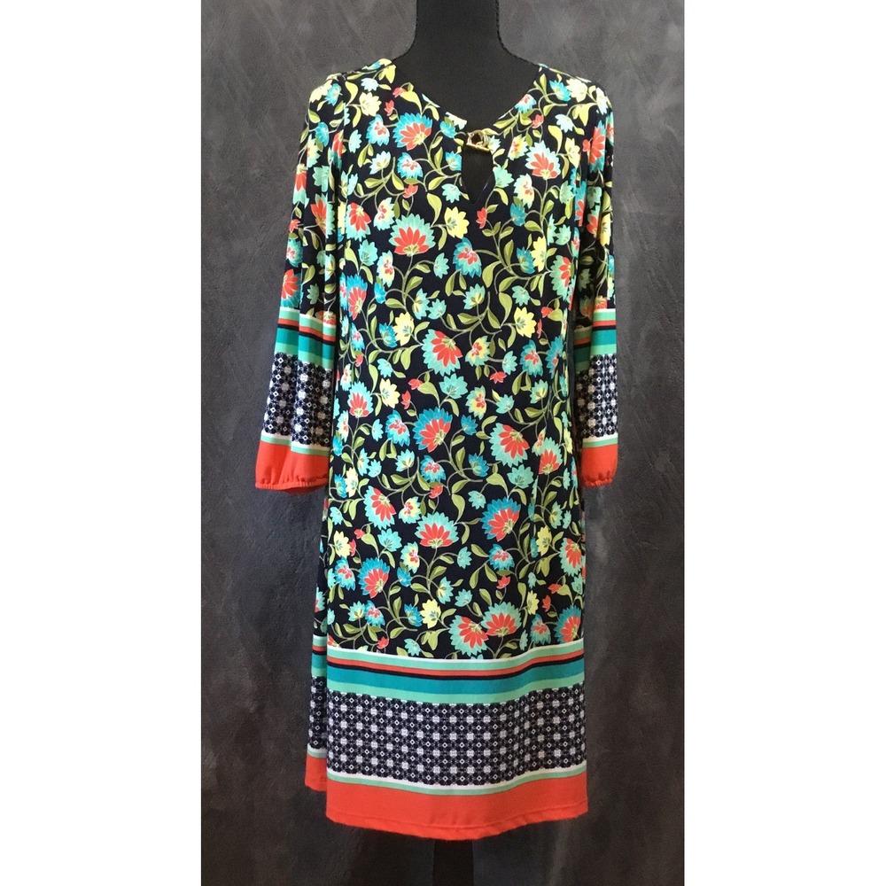 Woman's En Focus Studio Multi Color Floral Hippie Boho Sunday Summer Dress 8